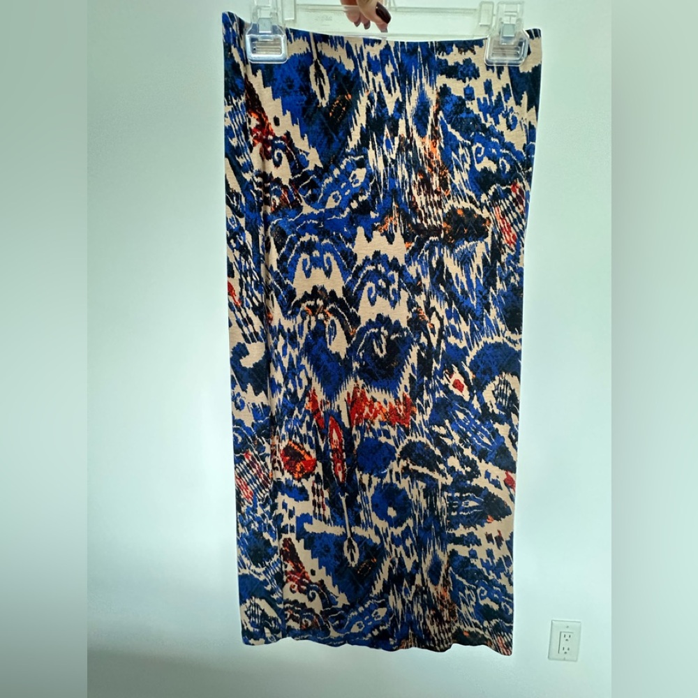 Topshop Blue and Red Abstract Maxi Skirt